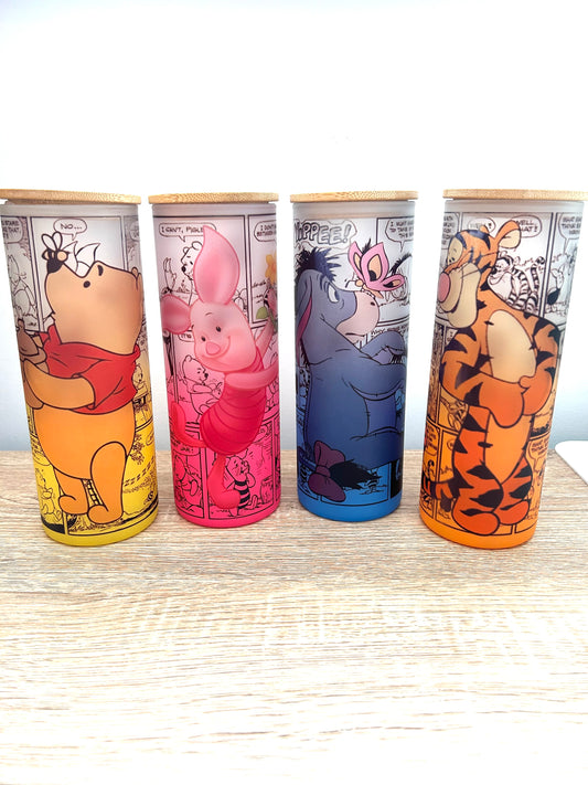 Animated printed glass tumbler.