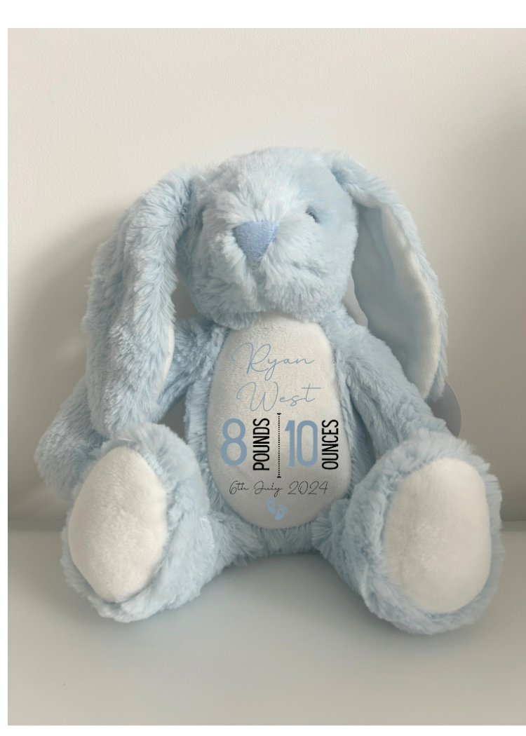 Printed baby bunny keepsake.