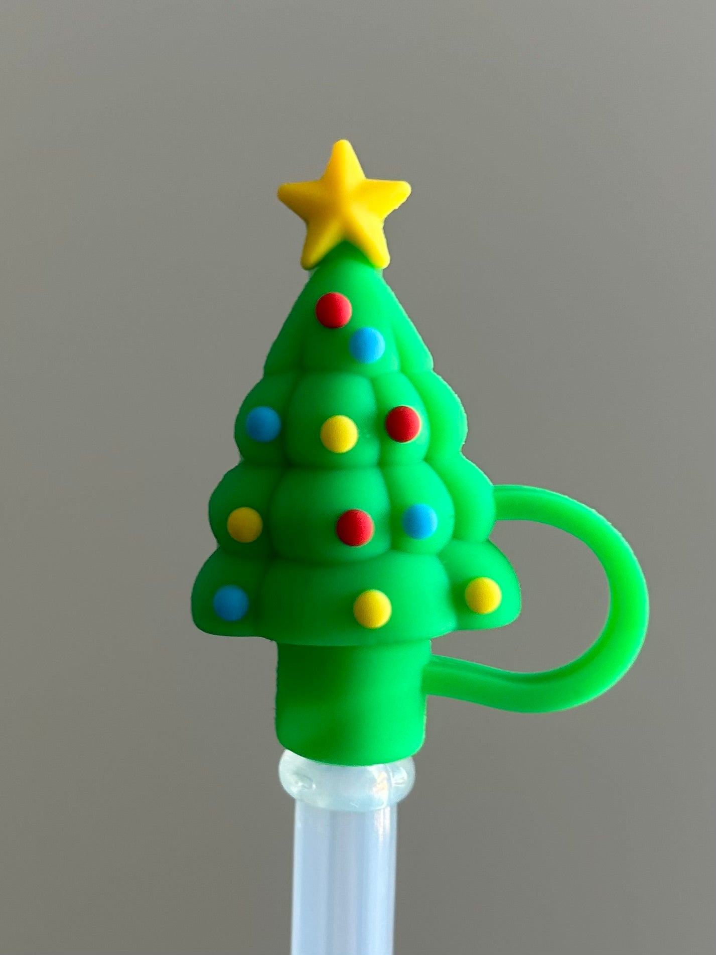 Christmas tree straw topper.