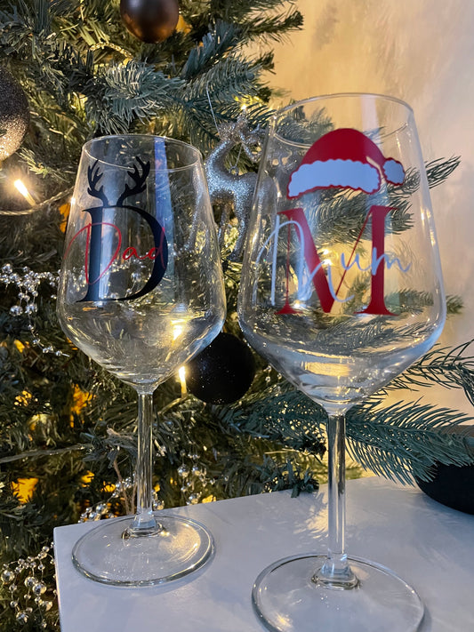 Christmas themed wine glass