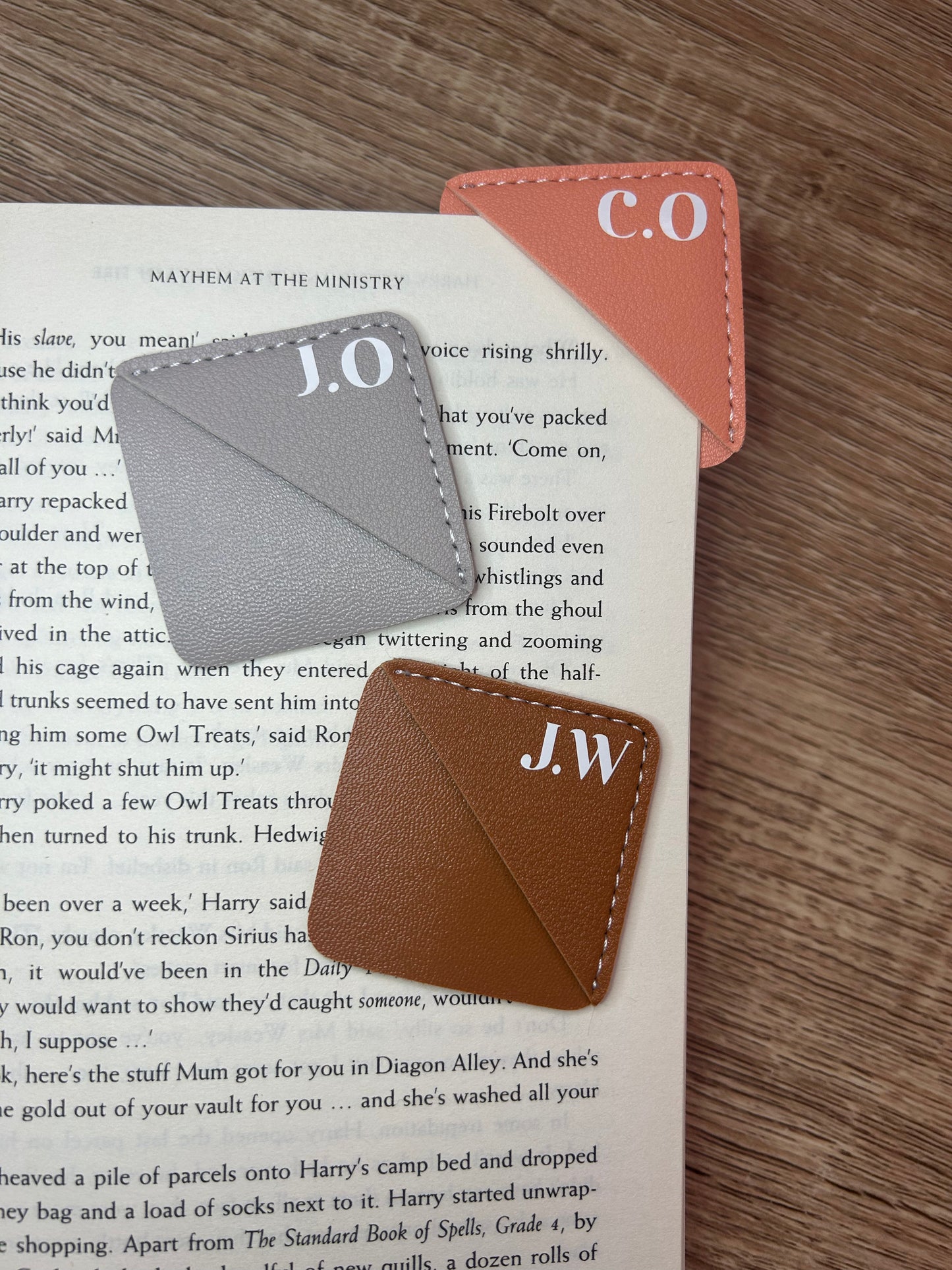 Square leather bookmark.