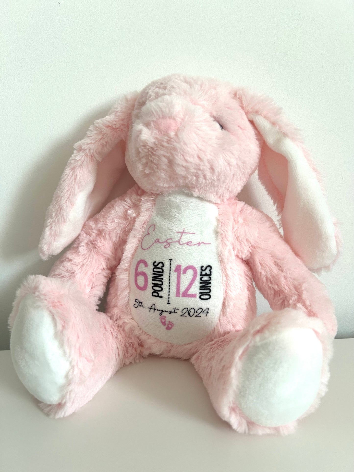 Printed baby bunny keepsake.