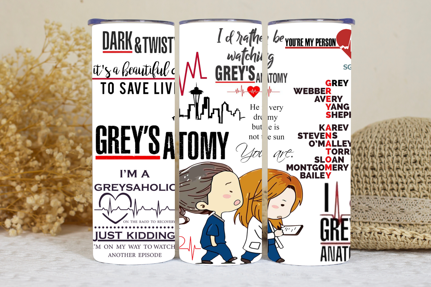 Greys anatomy tumbler.