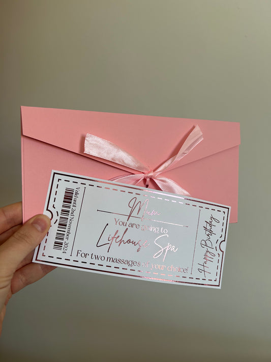 Metallic ticket for any event.