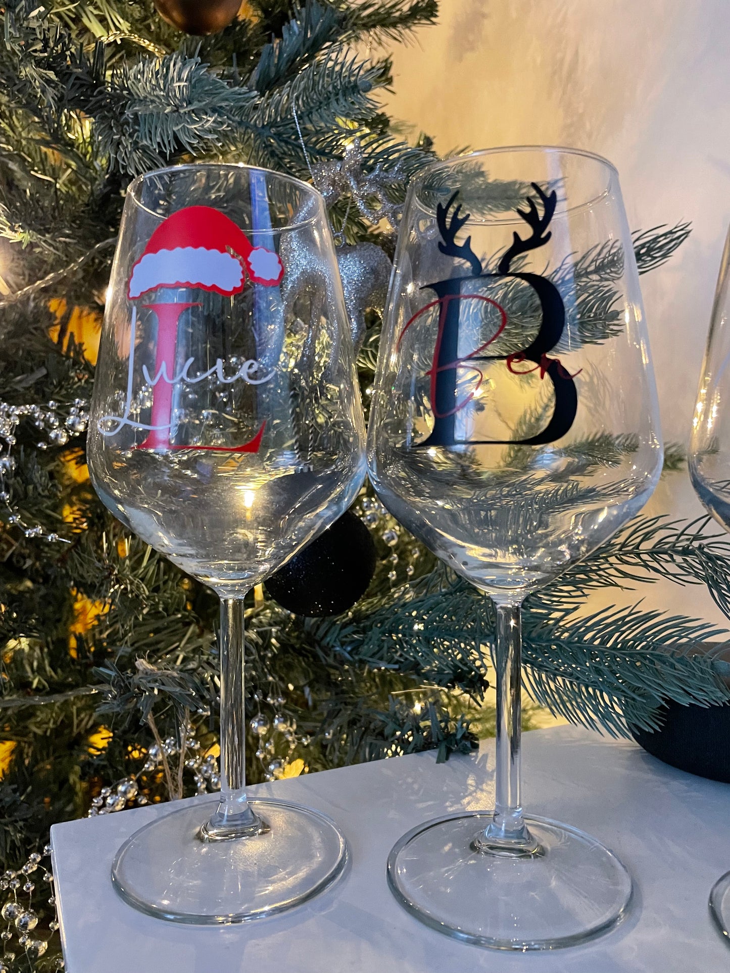 Christmas themed wine glass