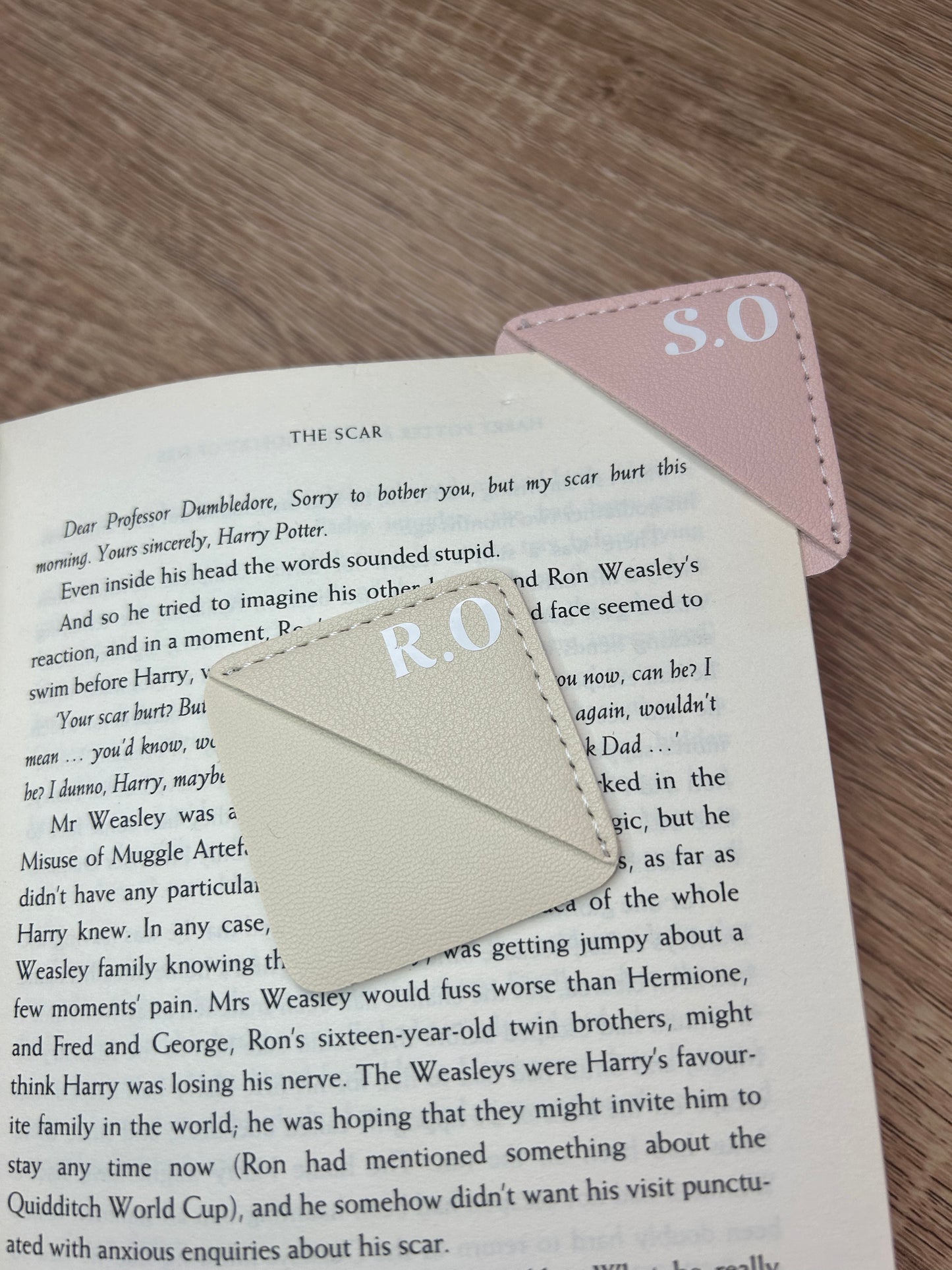 Square leather bookmark.