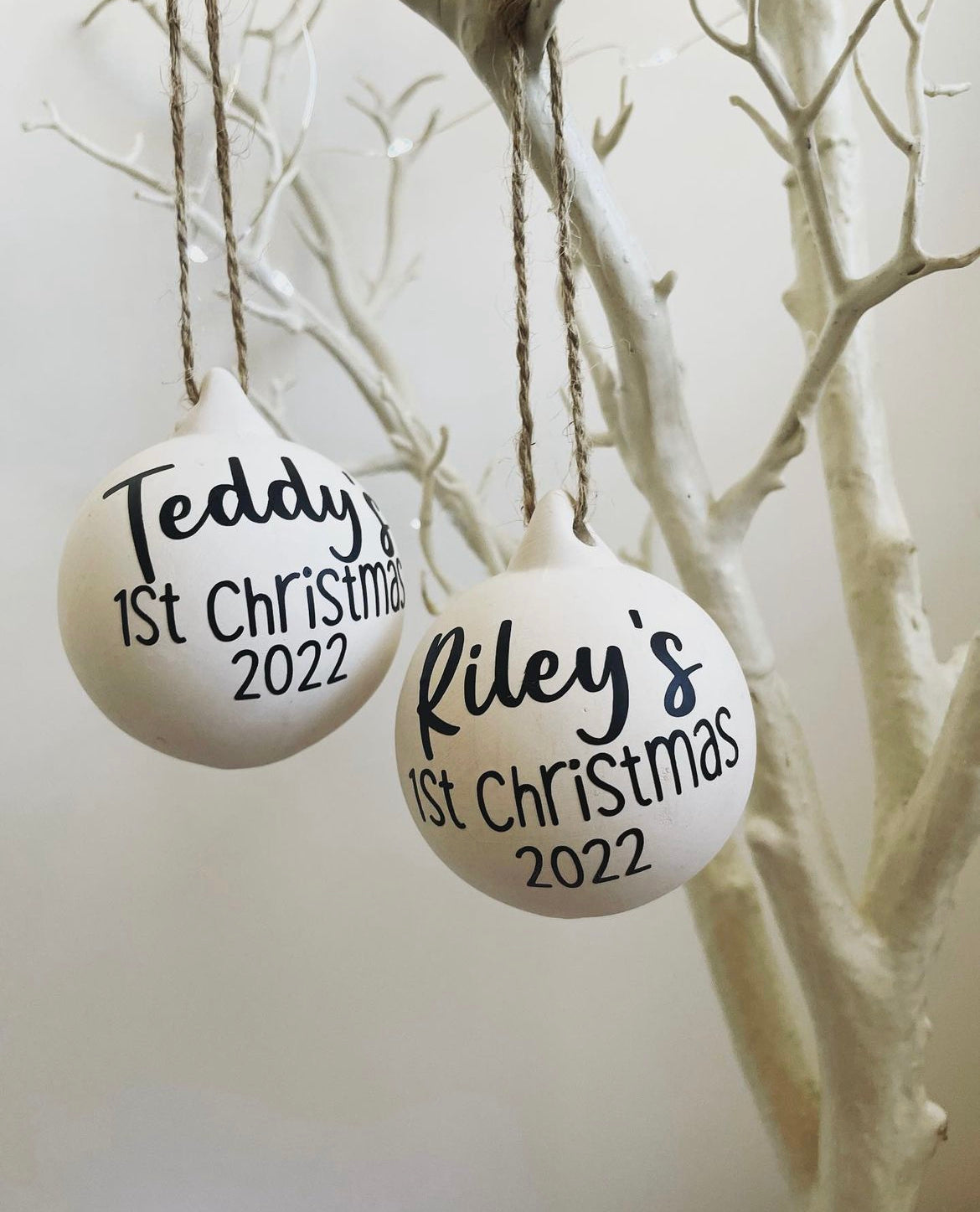 Personalised ceramic bauble.