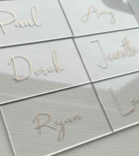 Acrylic name cards.